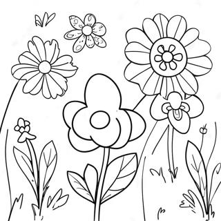 Violet Flower Garden Coloring Page 36482-29339