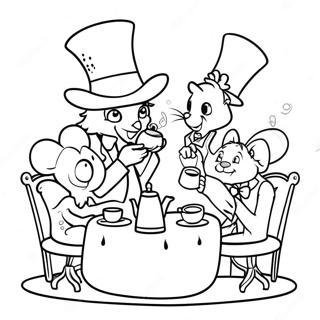 Charming Mad Hatter S Tea Party Coloring Page 36523-29374