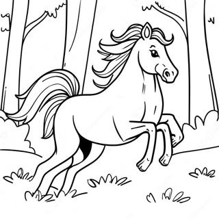 Majestic Wild Horse Running Through The Forest Coloring Page 3652-3020