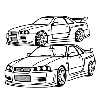 Nissan Skyline R34 Side View Coloring Page 36542-29392