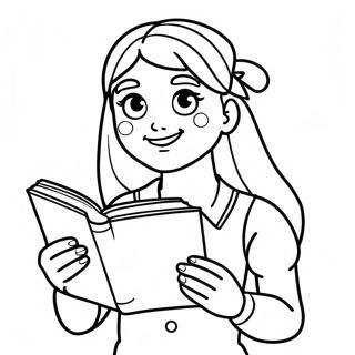 Monika Holding A Book Coloring Page 36603-29437