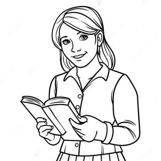 Monika Holding A Book Coloring Page 36603-29438