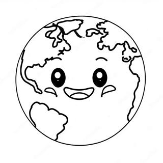 Cute Earth With Smiling Face Coloring Page 3662-3022