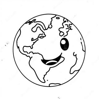 Cute Earth With Smiling Face Coloring Page 3662-3024