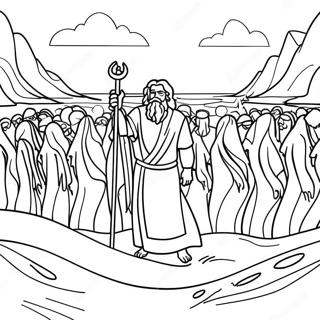 Moses Parting The Red Sea Coloring Page 36643-29471