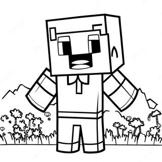 Happy Minecraft Villager Coloring Page 36663-29484