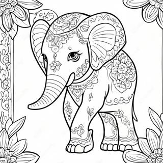 Colorful Thai Elephant Coloring Page 36673-29490