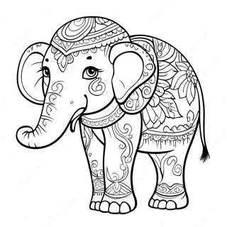 Colorful Thai Elephant Coloring Page 36673-29491