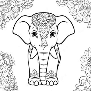 Colorful Thai Elephant Coloring Page 36673-29492