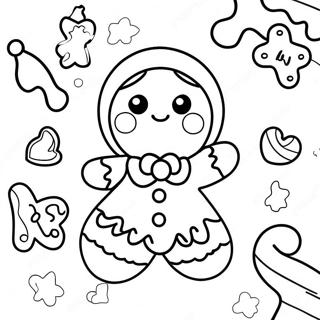 Gingerbread Girl With Festive Candy Coloring Page 36712-29528