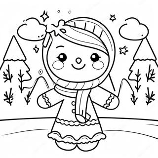 Cute Gingerbread Girl In A Winter Scarf Coloring Page 36713-29522