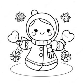 Cute Gingerbread Girl In A Winter Scarf Coloring Page 36713-29523