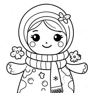 Cute Gingerbread Girl In A Winter Scarf Coloring Page 36713-29524