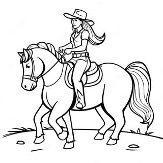 Cowgirl Riding A Horse Coloring Page 3671-3026