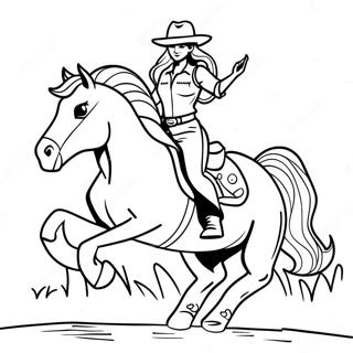 Cowgirl Riding A Horse Coloring Page 3671-3027