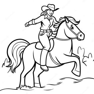 Cowgirl Riding A Horse Coloring Page 3671-3028