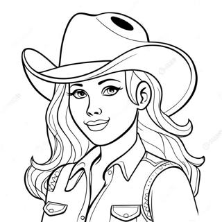 Cute Cowgirl With A Hat Coloring Page 3672-3030