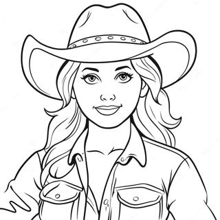 Cute Cowgirl With A Hat Coloring Page 3672-3031