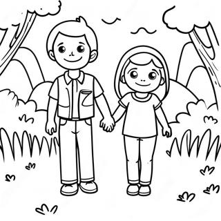 Adventurous Brother And Sister Coloring Page 36773-29573