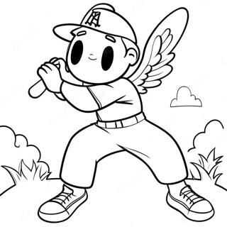 Angels Baseball Player Swinging Bat Coloring Page 36783-29581