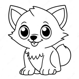 Playful Anime Wolf Pup With Big Eyes Coloring Page 36803-29597