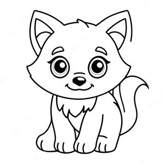 Playful Anime Wolf Pup With Big Eyes Coloring Page 36803-29599