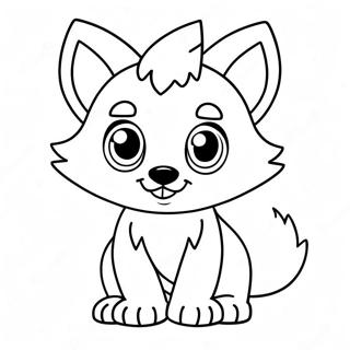 Playful Anime Wolf Pup With Big Eyes Coloring Page 36803-29600