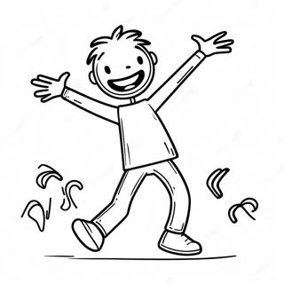 Funny Stick Man Dancing Coloring Page 36913-29687