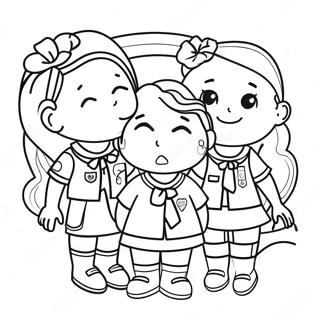 Colorful Girl Scout Troop Coloring Page 36923-29705