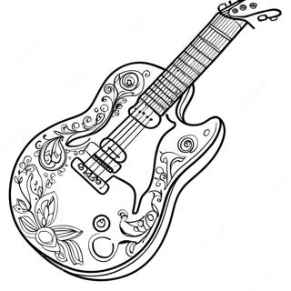 Colorful Guitar Coloring Page 3692-3044