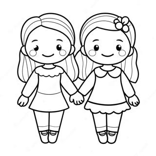 Cute Bffs Holding Hands Coloring Page 36933-29697