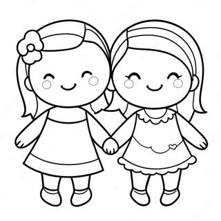 Cute Bffs Holding Hands Coloring Page 36933-29698