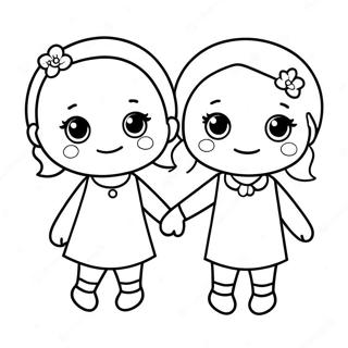 Cute Bffs Holding Hands Coloring Page 36933-29700