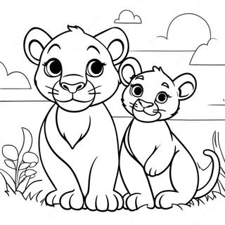 Simba And Kiara In The Sunset Coloring Page 36953-29717