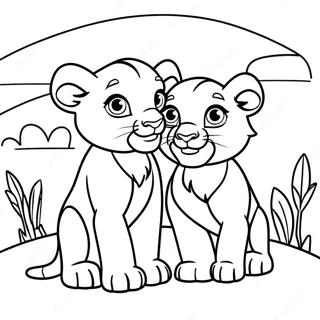 Simba And Kiara In The Sunset Coloring Page 36953-29718