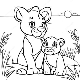 Simba And Kiara In The Sunset Coloring Page 36953-29719