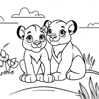 Simba And Kiara In The Sunset Coloring Page 36953-29720