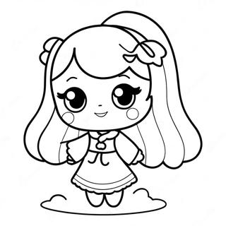 Easy Kawaii Girl Coloring Page 37012-29766