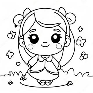 Easy Kawaii Girl Coloring Page 37012-29767