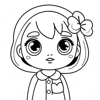 Cute Kawaii Girl With Big Eyes Coloring Page 37013-29763