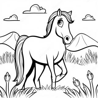 Majestic Paint Horse In A Meadow Coloring Page 37143-29873