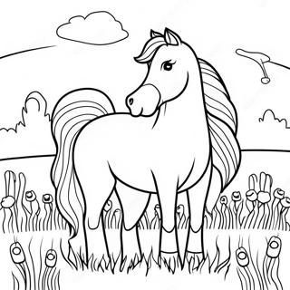 Majestic Paint Horse In A Meadow Coloring Page 37143-29876