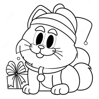 Festive Garfield With Santa Hat Coloring Page 37153-29880