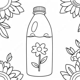 Cute Water Bottle With Flowers Coloring Page 37163-29885