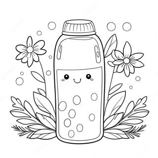 Cute Water Bottle With Flowers Coloring Page 37163-29887