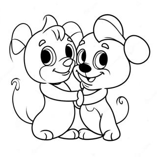 Cute Disney Characters In Love Coloring Page 37223-29930