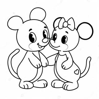 Cute Disney Characters In Love Coloring Page 37223-29931