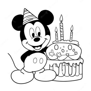 Mickey Mouse Celebrating Birthday Coloring Page 37273-29971