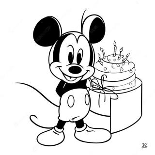 Mickey Mouse Celebrating Birthday Coloring Page 37273-29972