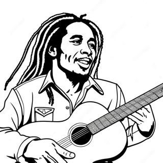 Bob Marley With Guitar Coloring Page 37283-29981